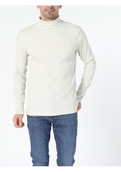 Colin's Slim Fit Balikci Erkek Gri Taş Uzun Kol Tişört CL1049854_Q1.V1_STM Taş