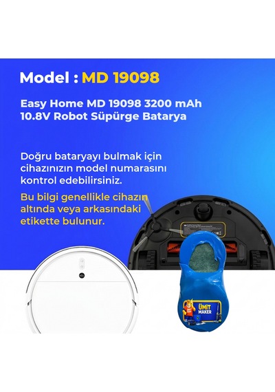 Easy Home Md 19098 3200 Mah 10.8v Robot Süpürge Batarya