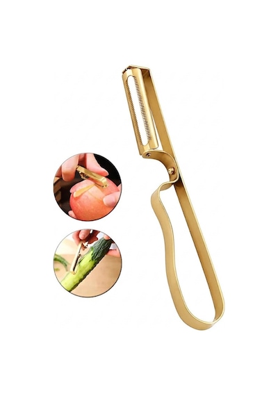 Mucit Home Gold Yan Soyacak Patates Sebze Soyacağı Paslanmaz Çelik Ergonomik Pratik Soyma Aparatı