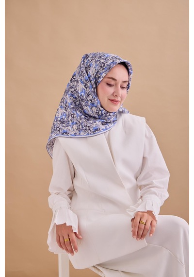 Silk Home Twill İpek Eşarp 11477-54 Ekru, Antrasit, Metalik Gri, Gümüş, Mavi