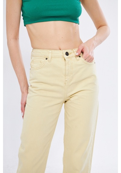 Paçası Kesik Straight Jean Pantolon 001