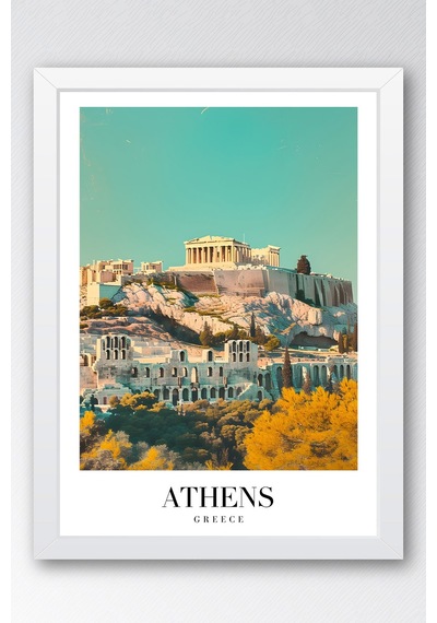 Athens Greece Vintage Seyahat Posteri Çerçeveli Tablo - Premium Antik Yunan Temalı Elit Duvar Dekoru Beyaz Athens Greece Vintage Seyahat Posteri Çerçeveli Tablo - Premium Antik Yunan Temalı Elit Duvar Dekoru Beyaz