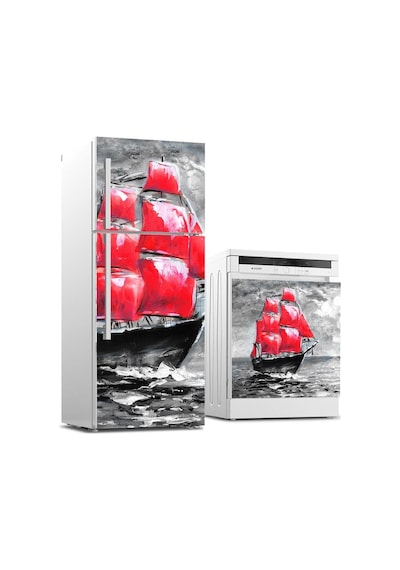 Buzdolabı Ve Bulaşık Makinası Beyaz Eşya Sticker Kaplama Kırmızı (540884671)