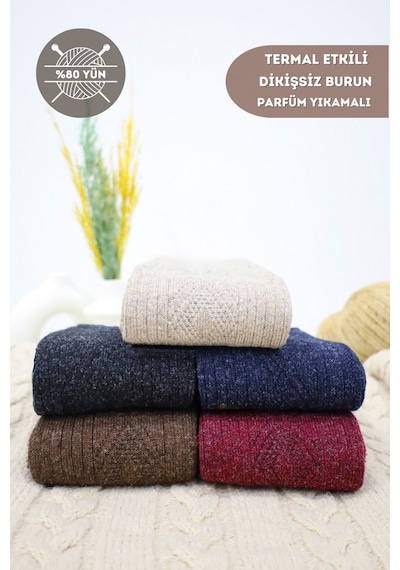 Kral Socks Kışlık Yün Çorap Lambswool Kuzu Yünlü Kadınlar Için Dikişsiz Termal ASORTİ