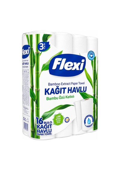 Flexi Kağıt Havlu 3 Katlı Bambu Özlü 16 Rulo