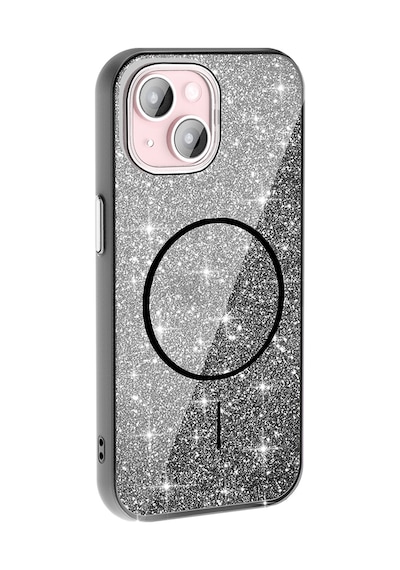 Noktaks - Apple Uyumlu iPhone 15 Plus - Kılıf Magsafe Şarj Özellikli Parlayan Simli Koruyucu Okso Kapak - Beyaz T35970 Beyaz