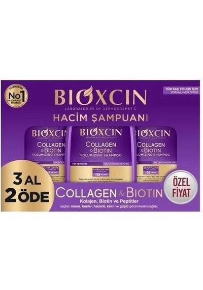 Bioxcin Collagen & Biotin Hacim Şampuan 3 Al 2 Öde 3 X 300 Ml