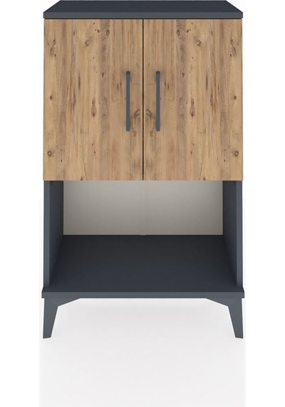 Arges Komodin 2 Raflı 2 Kapaklı 60x30x96 Antrasit-çam Antrasit