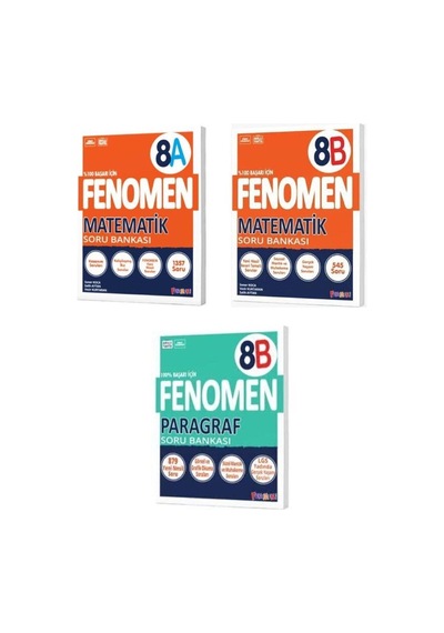 8.sınıf Fenomen A Matematik + B Matematik + B Paragraf Soru Bankası Seti