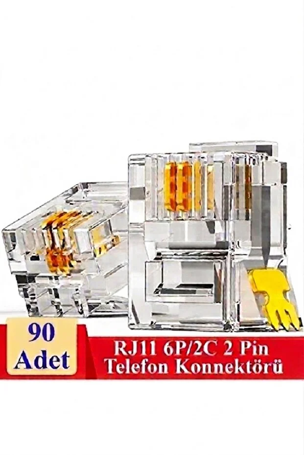 90 Adet Rj11 2pin Jak 6p2c 2 Pinli Plug Altın Kaplama 2 Çekirdek Telefon Kablosu Için Konnektör