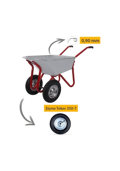 Kanat Plus Galvanizli Iki Teker Demonte El Arabası 0.90 Mm Sac