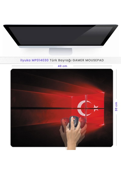 40x30cm Gaming Oyuncu Mousepad Kaymaz Kauçuk Taban Türk Bayrağı