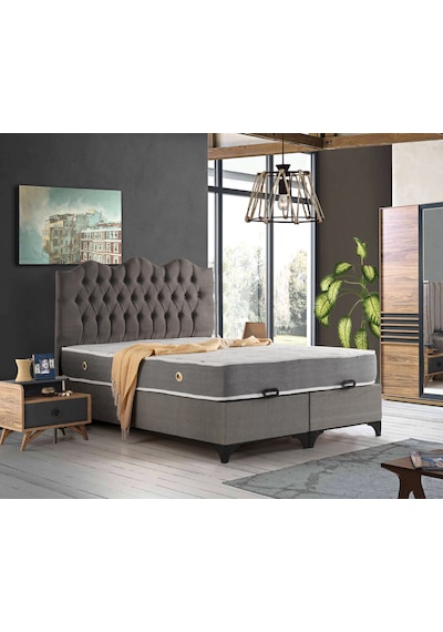 Azrayatakmobilya Çift Kişilik Comfort Yatak+Baza+Modelli Başlık