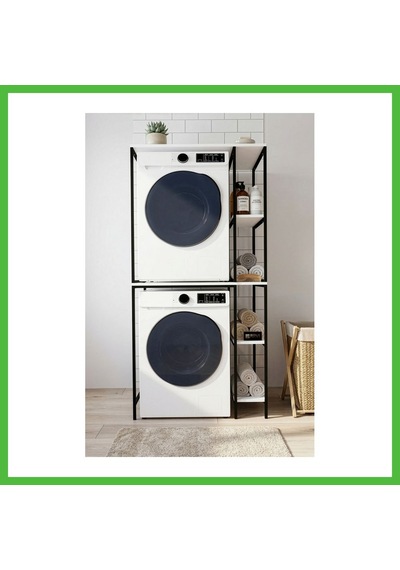 Vaveni Çamaşır Makinesi Dolabı Yan Raflı Dolap Metal Banyo Organizer Çok Katlı Düzenleyici 264 Siyah Arz