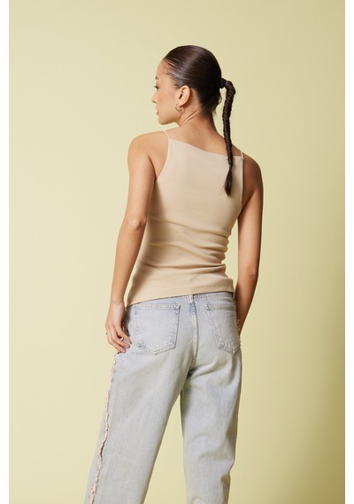 Halter Yaka Top Bej