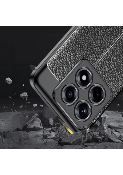 Xiaomi 14T Pro Uyumlu Silikon Kılıf Deri Desenli Kamera Korumalı Darbe Emici Kapak