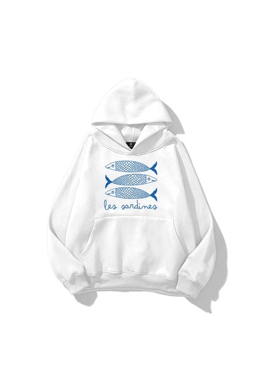 Tarzsokak Unisex Les Sardines Sweatshirt Beyaz