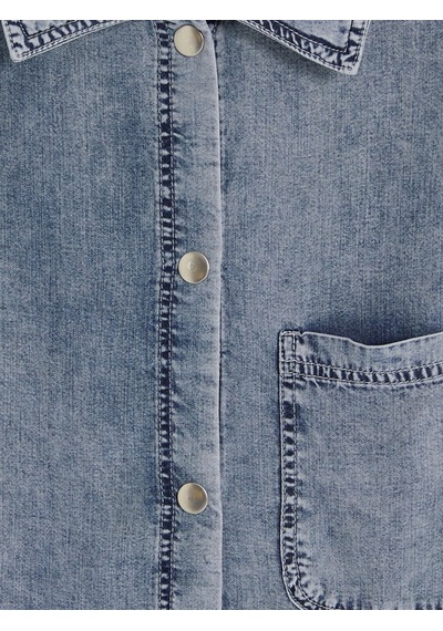 Lcw Modest İndigo Gömlek Yaka Oversize Kadın Jean Tunik