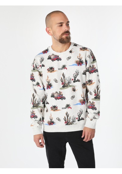 Colin's Regular Fit Baskılı Beyaz Erkek Sweatshirt CL1061632_Q1.V1_SNM