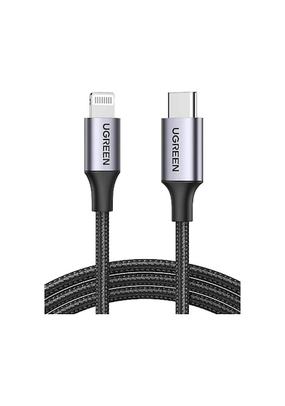 Ugreen Lightning To Usb-c 3a Pd Mfi Sertifikalı Örgülü Hızlı Şarj Kablosu 1 M Siyah