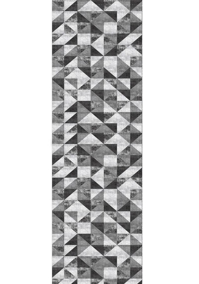 Siyah Geometrik Desenli Premium Masa Örtüsü Runner Rnr385n11