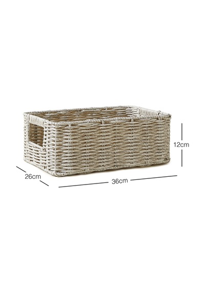 Ocean Home Textile Çocuk Odası Yıkanabilir Gri Pp Rattan Sepet 30 X 20 X 11 Cm