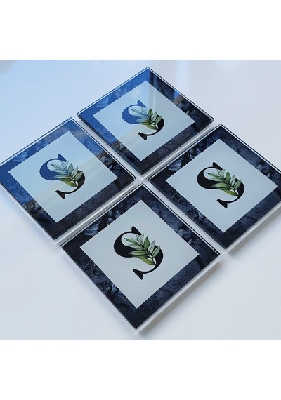 Decorita Cam Bardak Altlığı S Harfli Tasarım 4'lü Takım 10 x 10 CM Çok Renkli