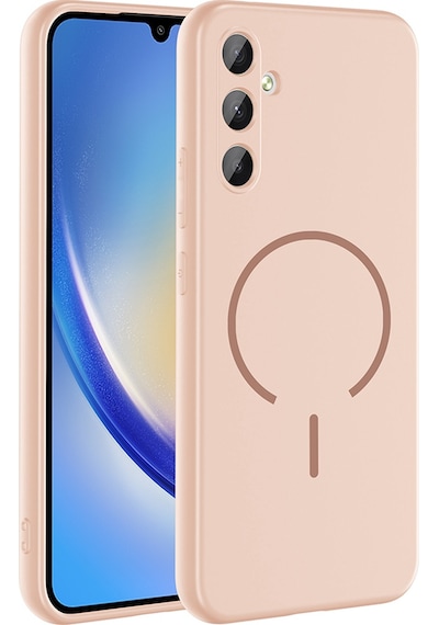 Galaxy Uyumlu A34 Kılıf M-safe Şarj Özellikli Sys Meta Kapak - Rose Pembe Rose Pembe