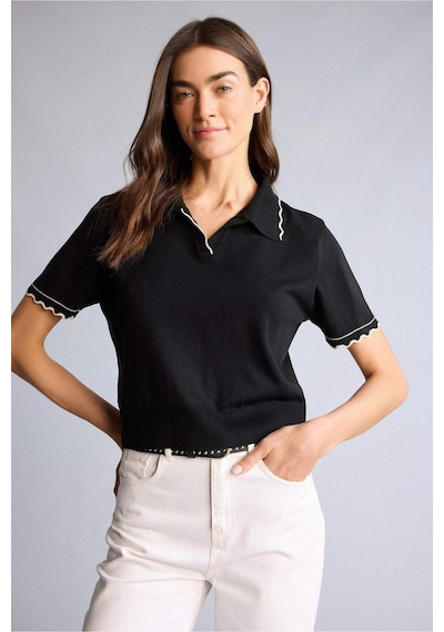 Defacto Regular Fıt Polo Yaka Kazak H6643ax26spbk81 Siyah-bk81