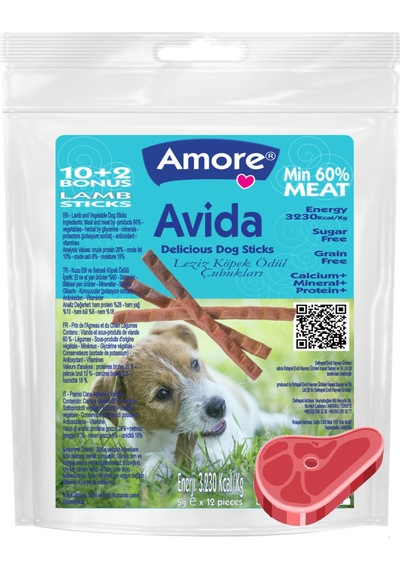 Amore Avida Doglamb Sticks Kuzulu Köpek Ödül Çubukları Tahılsız 12'li