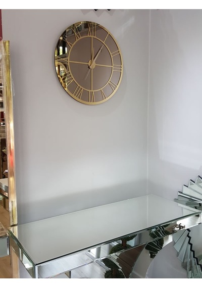 Ayna Denizi Gold Bronze Model Altın Bronz Renk 50 CM Dekoratif Aynalı Duvar Saati Altın