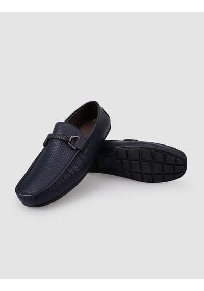 Cabani %100 Hakiki Deri Lacivert Tokalı Erkek Loafer Lacivert