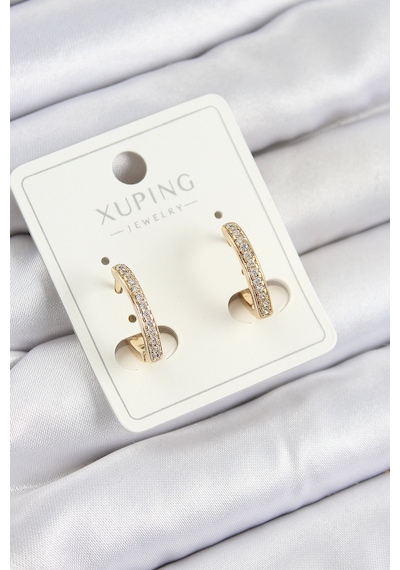 Xuping Zirkon Taşlı I Model Gold Renk Kadın Küpe Çelik