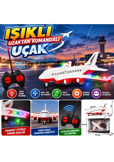Işıklı Uzaktan Kumandalı Uçak Çok Renkli