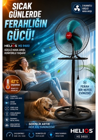 Helios 26 İnç 3 Pervaneli Ayaklı Vantilatör