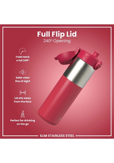 Ion8 - Paslanmaz Çelik İnce Suluk - Fuşya - 600 Ml - Sızdırmaz
