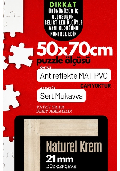 21mm- 50x70 Cm Antireflekte Mat Pvc Li Fotoğraf 1000 Parça Puzzle Belge Çerçevesi Yatay Dikey 21lik