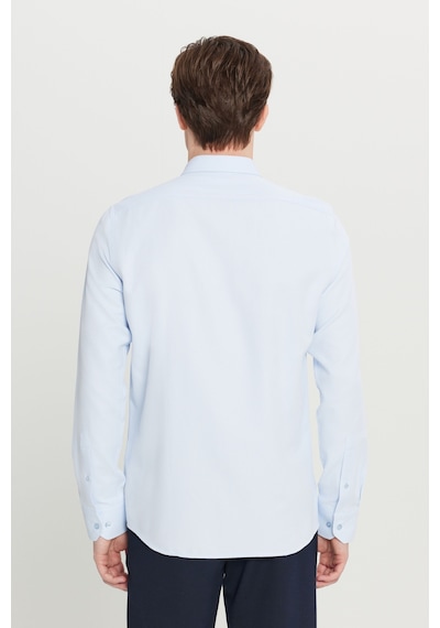 Altınyıldız Classıcs Erkek Acık Mavı Pamuklu Tailored Slim Fit Dar Kesim Düğmeli Yaka Armürlü Gömlek