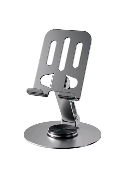 Metal 360 Derece Dönebilen Ayarlanabilir Yükseklik Ve Açı Ayarlı Tablet Ve Telefon Standı Füme Gri  -  Performans Ürünü