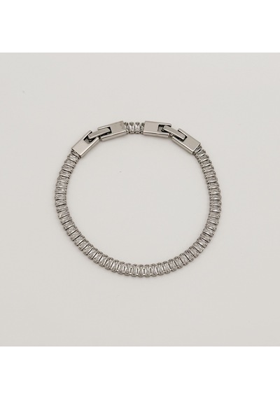 White Gold Plated Baget Su Yolu Bileklik Silver