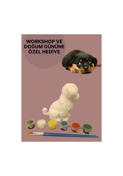 3d Köpek Figür Boyama Seti - Kendin Boya Hobi Ve Etkinlik Seti - Akrilik Boya + 2 Fırça