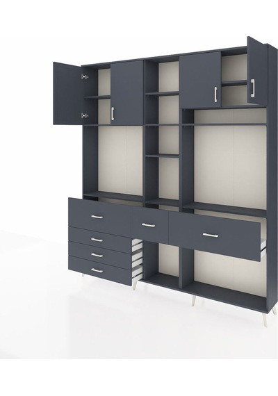 Arges Dolap 11 Raflı 6 Çekmeceli 4 Kapaklı 220x30x243 Antrasit-antrasit/antrasit Antrasıt/antrasıt Arges Dolap 11 Raflı 6 Çekmeceli 4 Kapaklı 220x30x243 Antrasit-antrasit/antrasit Antrasıt/antrasıt