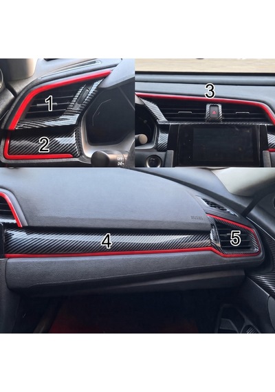 Honda Civic Fc5 Fk7 2016-2021 İçin 10. Nesil Panel Kırmızı Detay