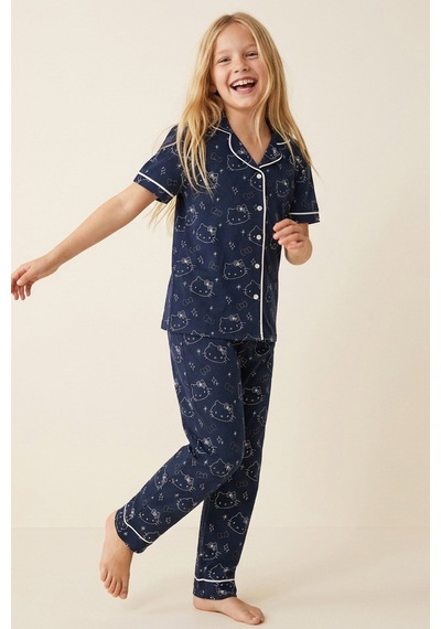 Siyah İnci Hello Kitty Lisanslı %100 Pamuk Pembe Çok Renkli Düğmeli Biyeli Pijama Takım 26120451 Lacivert Siyah İnci Hello Kitty Lisanslı %100 Pamuk Pembe Çok Renkli Düğmeli Biyeli Pijama Takım 26120451 Lacivert
