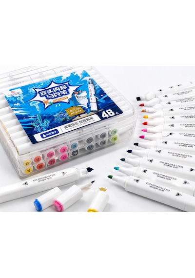 Graphmaster Sta-art Çift Uçlu Akrilik Marker 48'li Set Yuvarlak Uç Boya Kalemi Çok Renkli