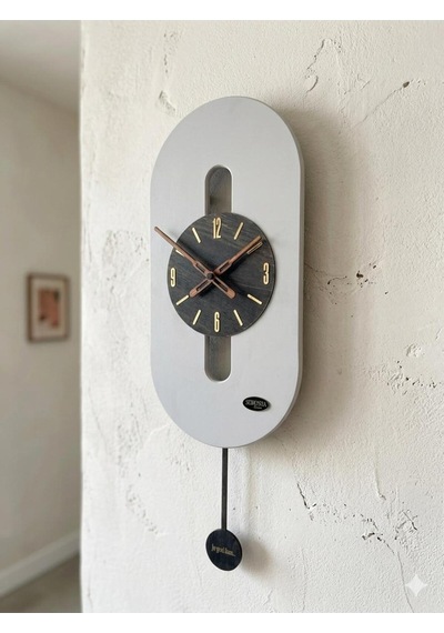 Rio Dekoratif Duvar Saati Ahşap Modern Uzun Model Salon Ofis Saati Ultra Sessiz Mekanizma 26x70 Cm Gri
