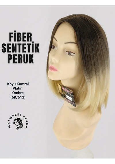Küt Model Fiber Sentetik Peruk Koyu Kumral Platin Ombre No-6K-613