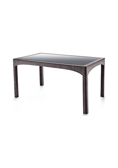 Omnipazar Sy-2586 Kahverengi Rattan Temperli Camlı Masa Dikdörtgen 92782