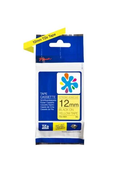 Brother Tze-s631 12mm Sarı Üzerine Siyah Güçlü Yapışkanlı Laminasyonlu Muadil Etiket 1 Adet