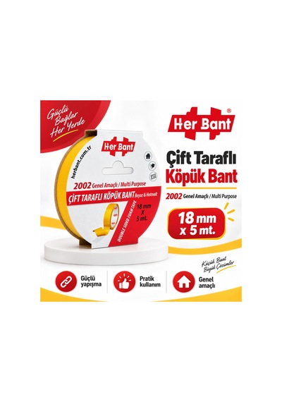 Çift Taraflı Köpük Bant 18 Mm X 5 Mt Diğer